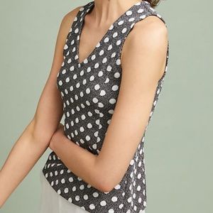 Anthropologie Maeve Jacquard Polka Dot Top